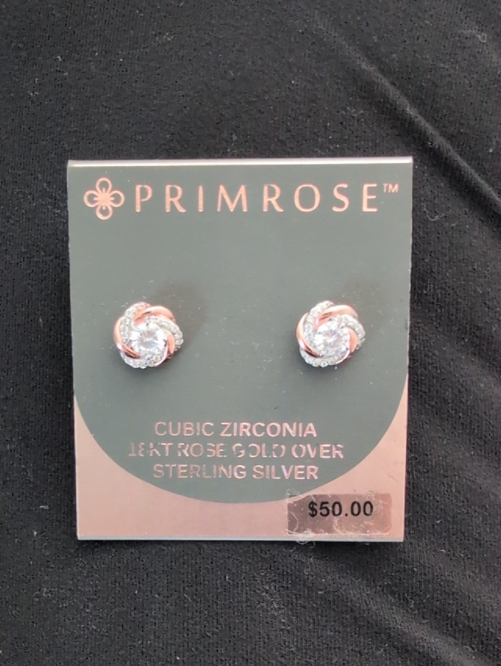 Primrose Rose Gold Over Sterling Silver Cubic Zirconia Stud Earrings